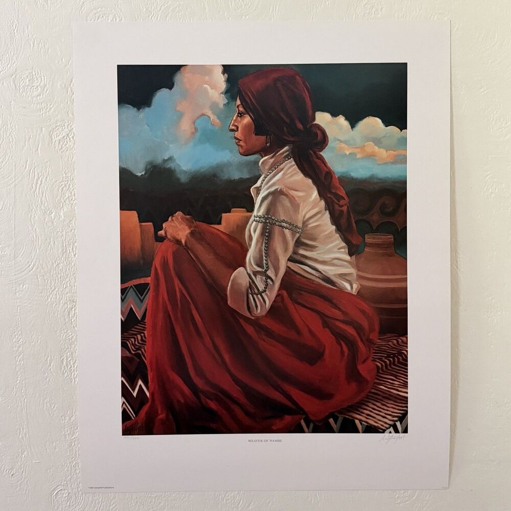 Jon Lightfoot Signed Numbered Art Print Weaver Of Nambe Offset Litho 28x22”